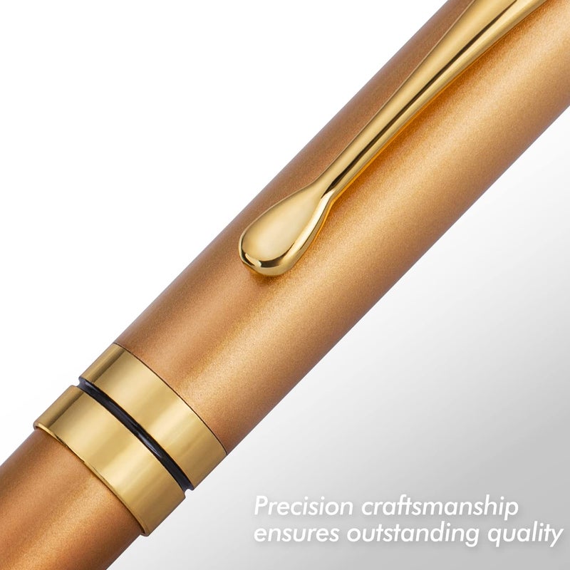 BEILUNER Ballpoint Pens, Stainless Steel with Chrome Trim, Luxury Golden Metal Pen Set, Best Ball Pen Gift Set for Men & Women, Professional, Executive, Office, Fancy Pens-Nice Box with Extra Refill - Image 2