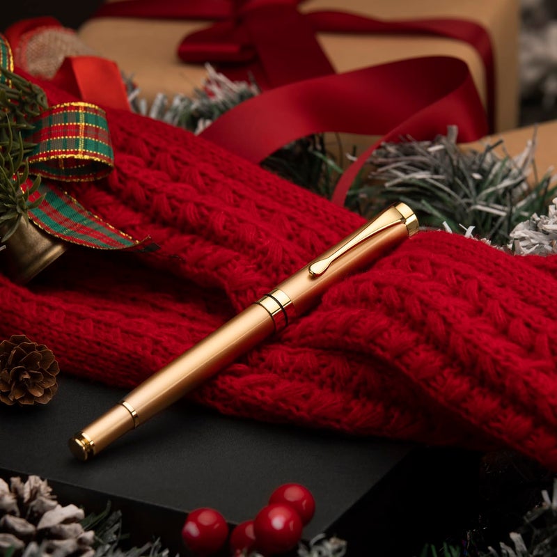 BEILUNER Ballpoint Pens, Stainless Steel with Chrome Trim, Luxury Golden Metal Pen Set, Best Ball Pen Gift Set for Men & Women, Professional, Executive, Office, Fancy Pens-Nice Box with Extra Refill - Image 5