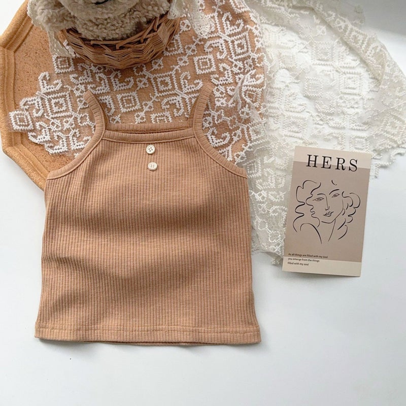 Korean Style Baby Clothes 2024 Summer New 1-3 Years Old Baby Boy Cotton Two-Piece Thin Class A Outfit s brown [sling]]
