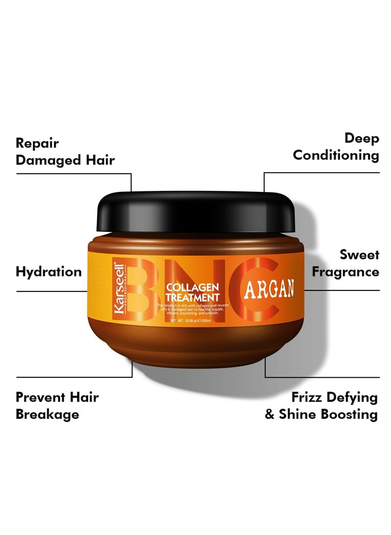 Karseell Karseell BNC Collagen Hair Treatment Deep Repair Conditioning Argan Oil Collagen Hair Mask Essence for Dry Damaged Hair All Hair Types 550ml  - Image 2