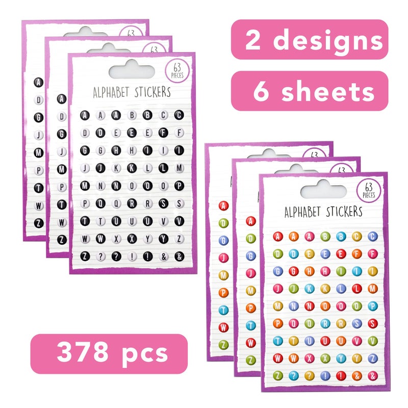 Desecraft 378pcs Small Letter Alphabet Stickers 6 Sheets, Self-Adhesive Pastel and Black Puffy Stickers for Decorative Scrapbooking Calendar Women Adult Girls DIY Gift Greeting Cards - Image 5