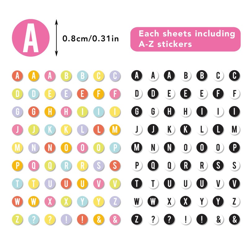Desecraft 378pcs Small Letter Alphabet Stickers 6 Sheets, Self-Adhesive Pastel and Black Puffy Stickers for Decorative Scrapbooking Calendar Women Adult Girls DIY Gift Greeting Cards - Image 4