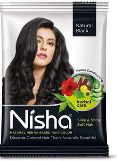 Henna-Based Hair Color Henna-Based Hair Color Powder (Natural Black Color) 25G Pack of 10 by Nisha