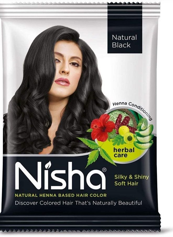 Nisha - Henna-Based Hair Color Henna-Based Hair Color Powder (Natural Black Color) 25G Pack of 10 by Nisha - Image 1
