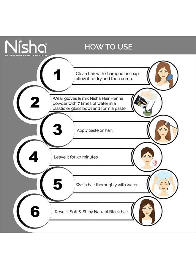 Nisha - Henna-Based Hair Color Henna-Based Hair Color Powder (Natural Black Color) 25G Pack of 10 by Nisha - Image 1