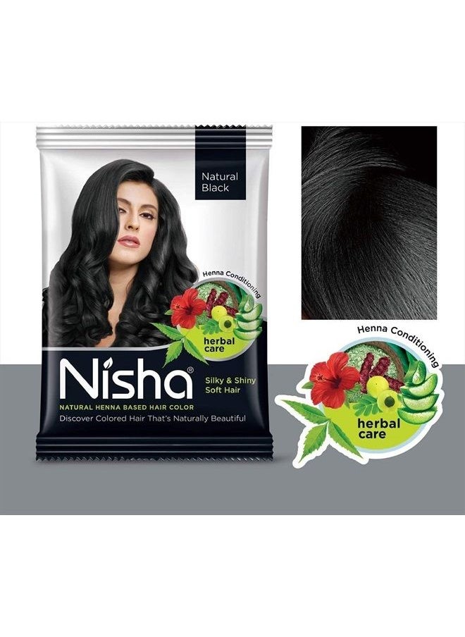 Nisha - Henna-Based Hair Color Henna-Based Hair Color Powder (Natural Black Color) 25G Pack of 10 by Nisha - Image 1