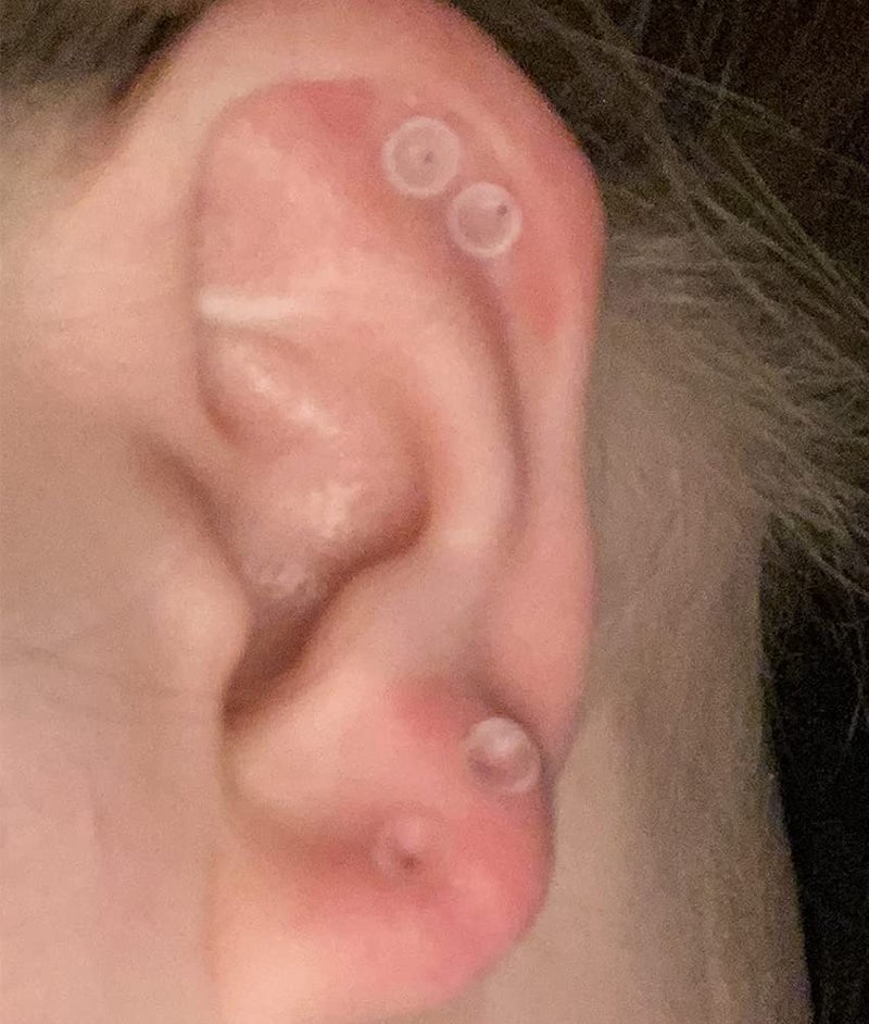 QWALIT Clear Plastic Earrings for Sports, Work, Sensitive Ears - Invisible Hoop Earring Retainer for Surgery - Image 3