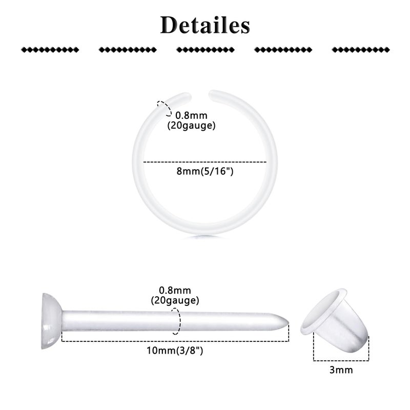 QWALIT Clear Plastic Earrings for Sports, Work, Sensitive Ears - Invisible Hoop Earring Retainer for Surgery - Image 2