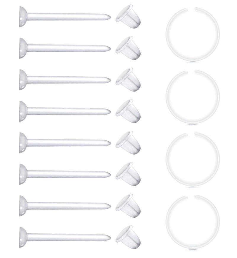 QWALIT Clear Plastic Earrings for Sports, Work, Sensitive Ears - Invisible Hoop Earring Retainer for Surgery - Image 1