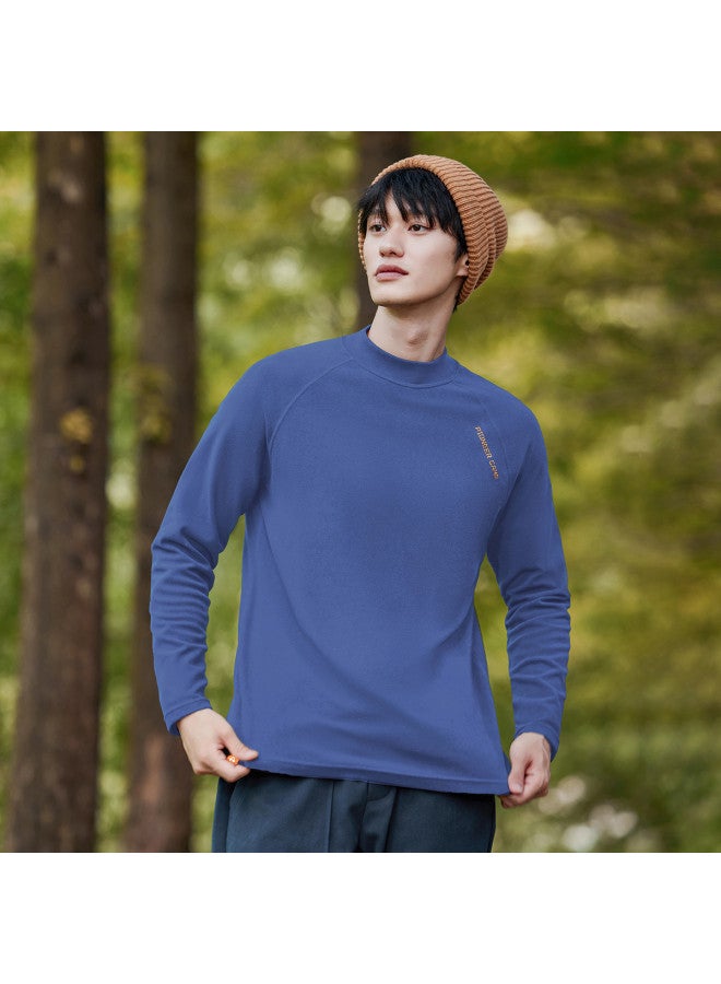 Semi-high Neck Long Sleeve T-shirt For Men, Autumn Style, Raglan Sleeve Design, Warm Thermal Undershirt, Embroidered Pullover Top For Layering - Image 4