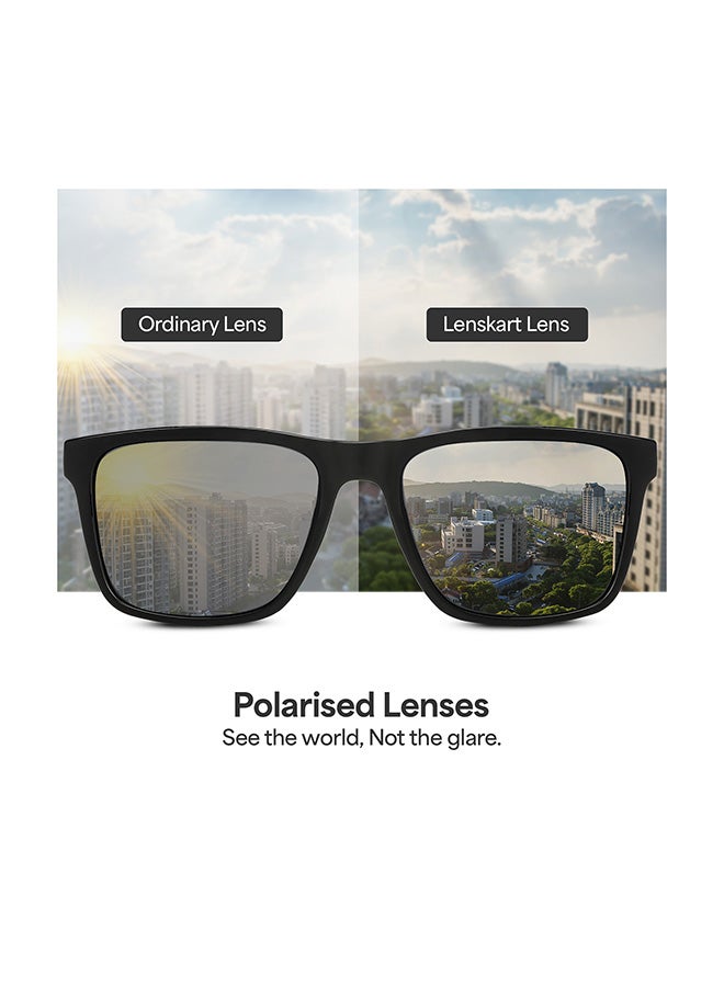 VINCENT CHASE Unisex VINCENT CHASE By Lenskart | Mirage Full Rim Wayfarer Polarized & UV Protected Sunglasses For Men & Women VC S13973 - 56mm - Black - Image 5