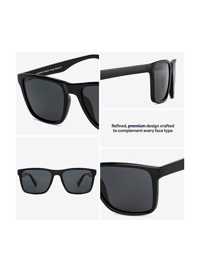 VINCENT CHASE Unisex VINCENT CHASE By Lenskart | Mirage Full Rim Wayfarer Polarized & UV Protected Sunglasses For Men & Women VC S13973 - 56mm - Black - Image 2
