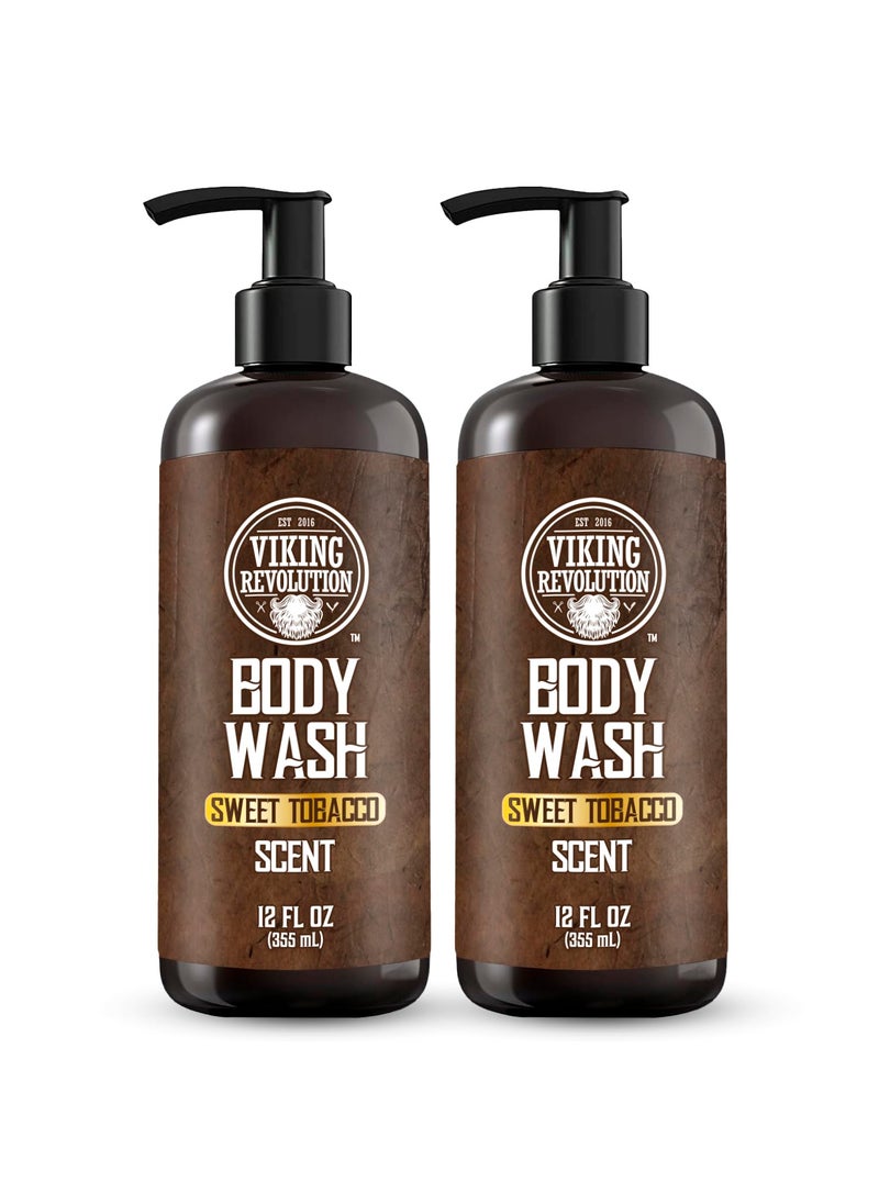 Viking Revolution Viking Revolution Men's Body Wash - Sweet Tobacco Mens Body Wash - Mens Natural Body Wash for Men with Vitamin E and Rosemary Oil - Shower Gel Body Wash Men (12 Fl Oz, Pack of 2) 