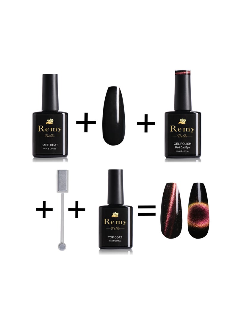 Remy Belle Gel Nail Polish, Cat Eye Red with Magnet Stick, 11ml (Requires curing under UV/LED Lamp and a Dark Base to obtain effect pictured)  - Image 2