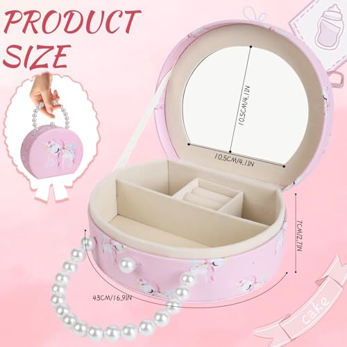 velachuan Princess Jewelry Box for Girls with Hair Accessories,Girls Hair Clips Bows Set, Fashion Hair Styling Kit with Mirror,Pink Sparkle Trinket Box Includes Hair Clips (Flower) - Image 5