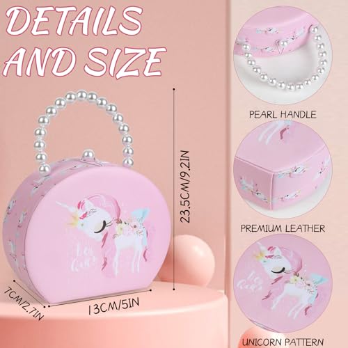 velachuan Princess Jewelry Box for Girls with Hair Accessories,Girls Hair Clips Bows Set, Fashion Hair Styling Kit with Mirror,Pink Sparkle Trinket Box Includes Hair Clips (Flower) - Image 4