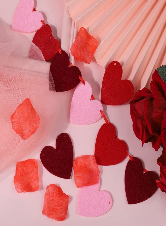 ادكسكو مجموعة من 5 قطع من زينة إكليل القلوب لعيد الحب، لافتة قلوب من اللباد، إكليل معلق لعيد الحب، لا تحتاج إلى تركيب يدوي، مناسبة لتزيين عيد الحب، والذكرى السنوية، والمدفأة، وديكور الغرفة (أحمر، أبيض، وردي) - Image 4
