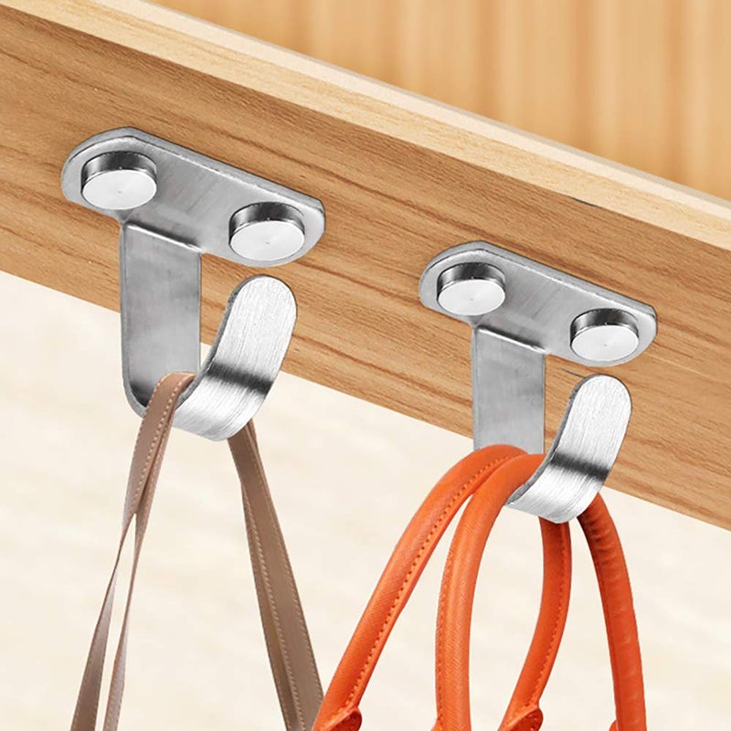 Alise Ceiling Hooks,Ceiling Mount Curtain Rod Bracket Holder,Closet Hooks Purse Hanger Bag Hooks for Table,Coffee Mug Hooks Under Cabinet,Screw in Hooks Stainless Steel,Brushed,Pack of 12 - Image 2