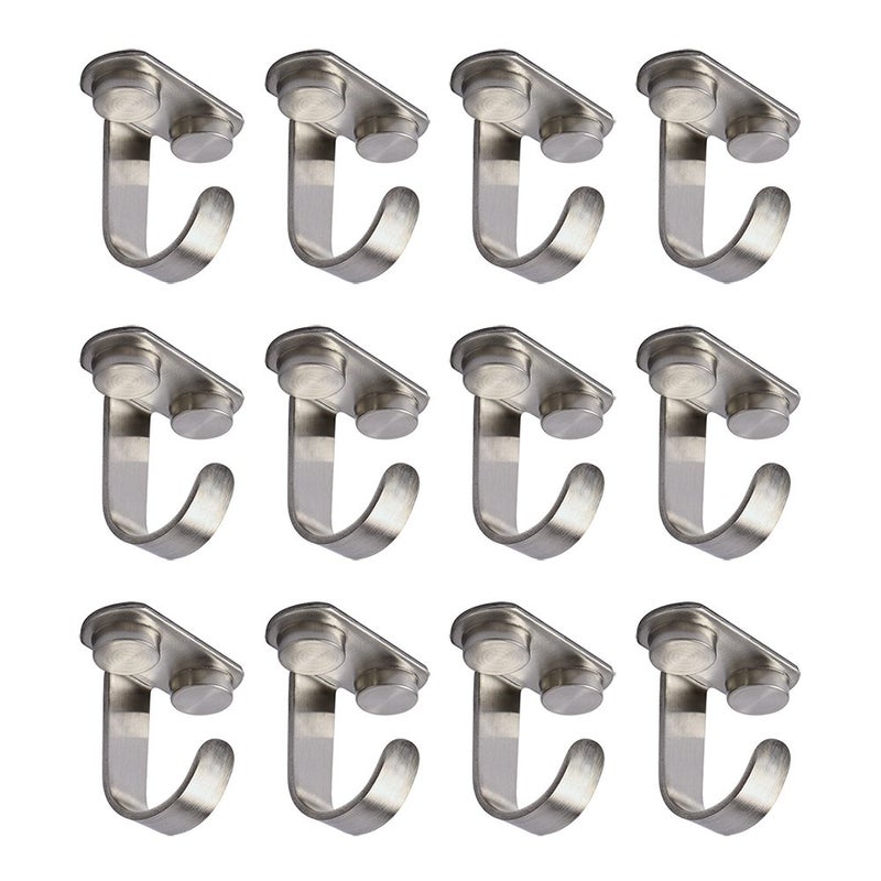 Alise Ceiling Hooks,Ceiling Mount Curtain Rod Bracket Holder,Closet Hooks Purse Hanger Bag Hooks for Table,Coffee Mug Hooks Under Cabinet,Screw in Hooks Stainless Steel,Brushed,Pack of 12 - Image 1