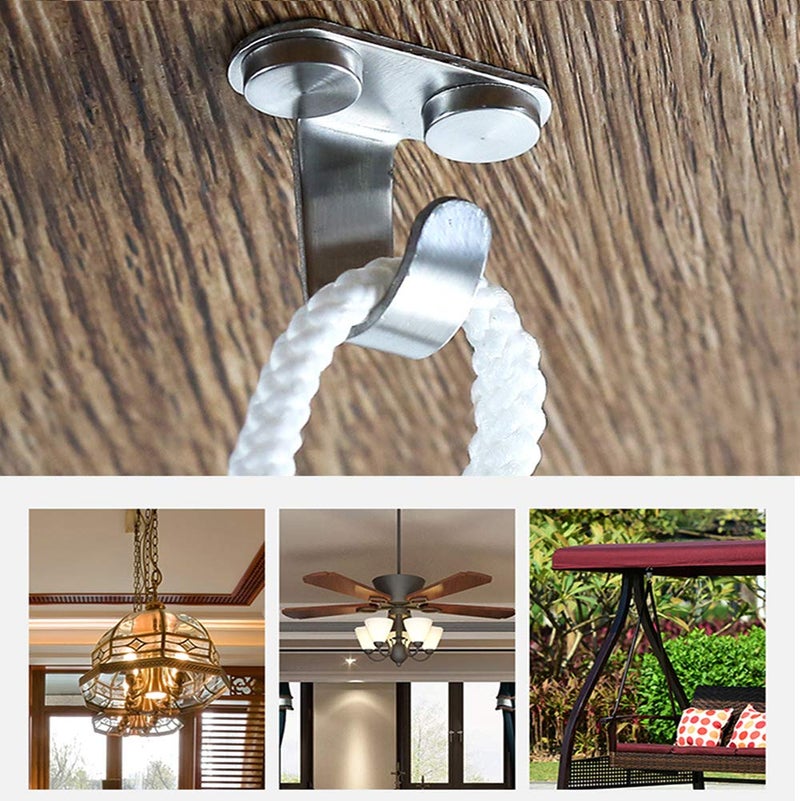 Alise Ceiling Hooks,Ceiling Mount Curtain Rod Bracket Holder,Closet Hooks Purse Hanger Bag Hooks for Table,Coffee Mug Hooks Under Cabinet,Screw in Hooks Stainless Steel,Brushed,Pack of 12 - Image 3