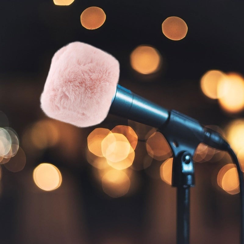Pink Soft Plush Microphone Windscreen Cover For Noise Reduction Recording Broadcasting - Image 5