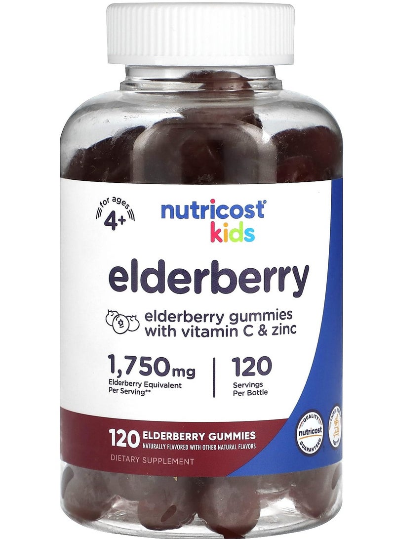 Nutricost Kids, Elderberry, Ages 4+, 1,750 mg, 120 Gummies