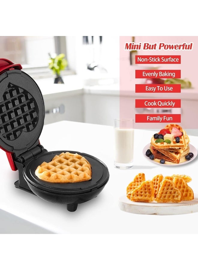 DUNISO Mini Waffle Maker with Indicator Lights,Easy to Clean, Non-Stick Surface, Electric Sandwich Machine for Breakfast, Dessert,  Pancakes or Other Snacks, Red - Image 3