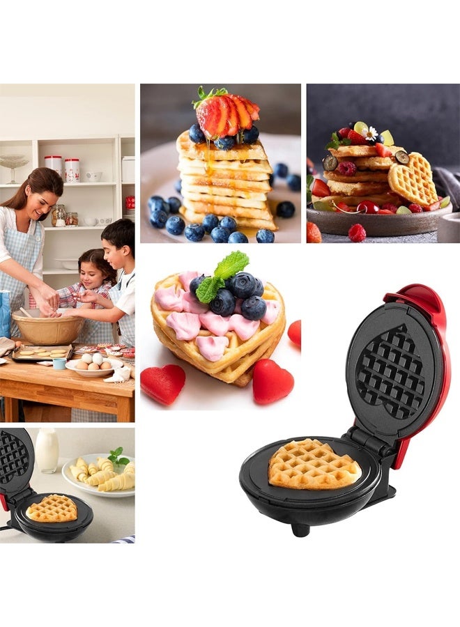 DUNISO Mini Waffle Maker with Indicator Lights,Easy to Clean, Non-Stick Surface, Electric Sandwich Machine for Breakfast, Dessert,  Pancakes or Other Snacks, Red - Image 5