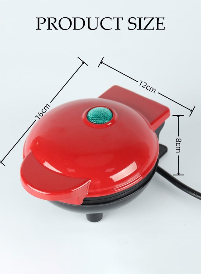 DUNISO Mini Waffle Maker with Indicator Lights,Easy to Clean, Non-Stick Surface, Electric Sandwich Machine for Breakfast, Dessert,  Pancakes or Other Snacks, Red - Image 2