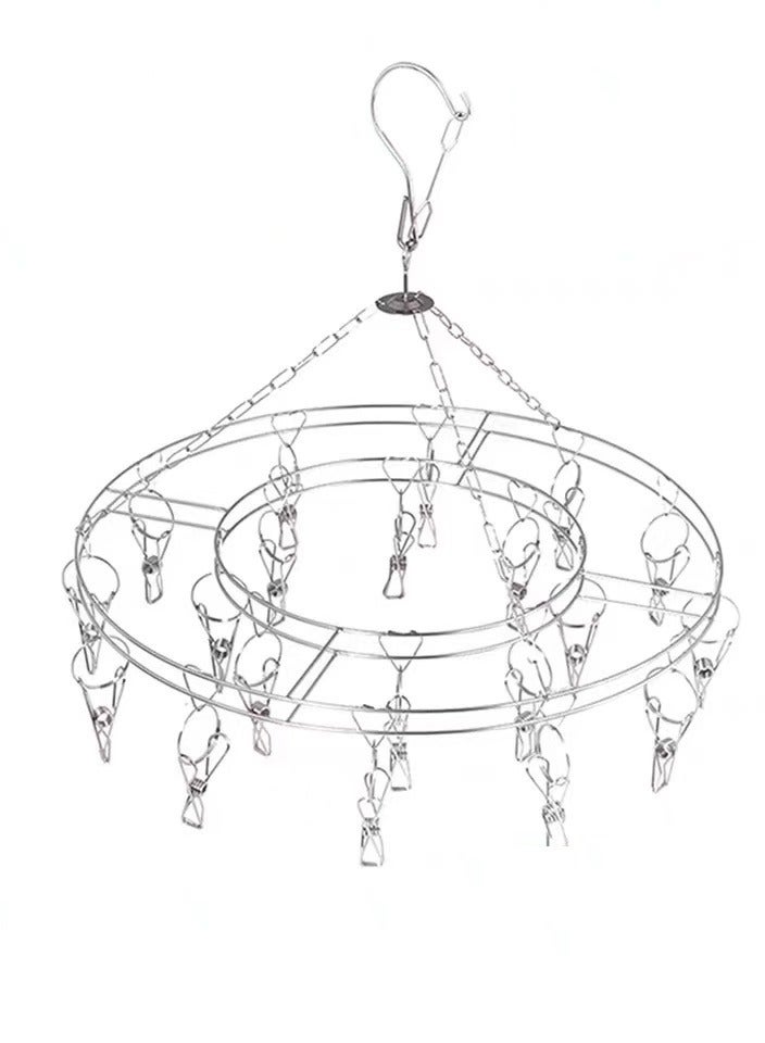 علاقة ملابس، توتوري، قطعتين، رف تجفيف الملابس، ستانلس ستيل، جوارب، ملابس داخلية، منشفة، أشياء صغيرة، رف تجفيف، 20 مشبك، فولاذ سميك، خطاف متعدد الوظائف - Image 1