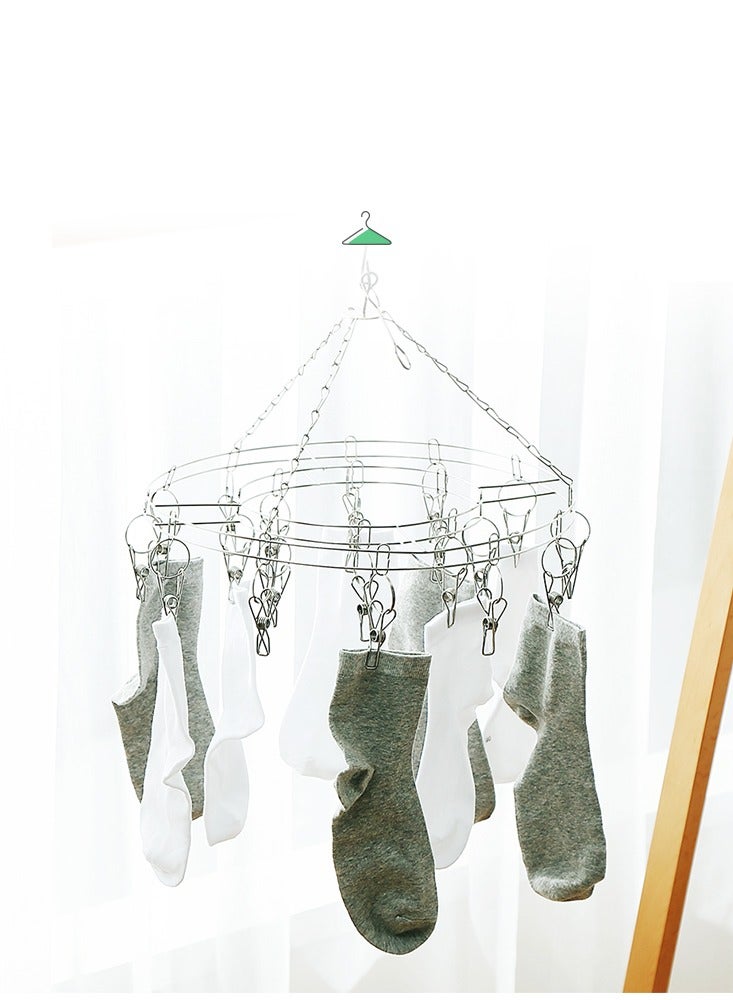 علاقة ملابس، توتوري، قطعتين، رف تجفيف الملابس، ستانلس ستيل، جوارب، ملابس داخلية، منشفة، أشياء صغيرة، رف تجفيف، 20 مشبك، فولاذ سميك، خطاف متعدد الوظائف - Image 2