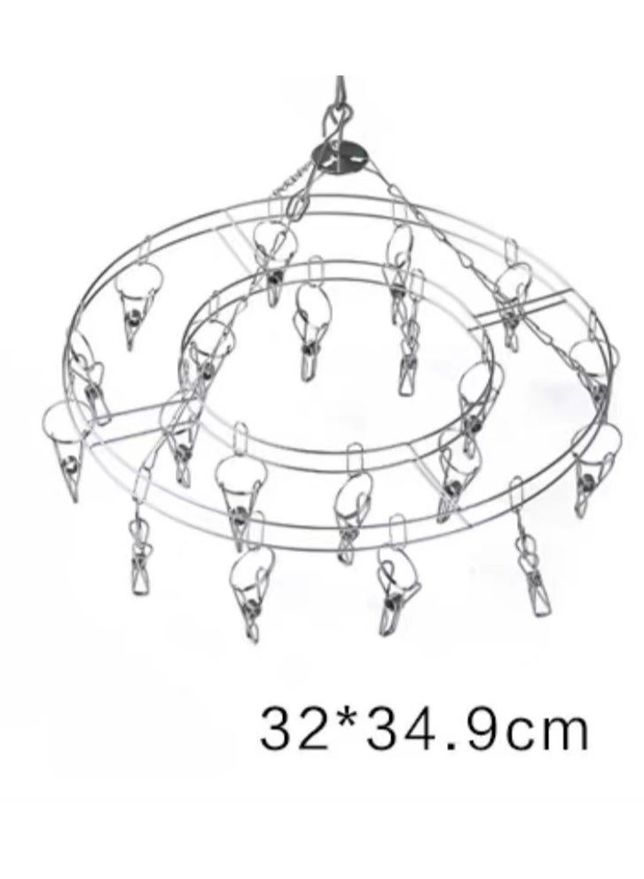 علاقة ملابس، توتوري، قطعتين، رف تجفيف الملابس، ستانلس ستيل، جوارب، ملابس داخلية، منشفة، أشياء صغيرة، رف تجفيف، 20 مشبك، فولاذ سميك، خطاف متعدد الوظائف - Image 3