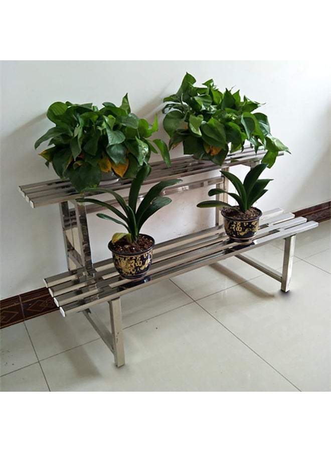 Rubik حامل نباتات، رف عرض زهور من الفولاذ المقاوم للصدأ لشرفة غرفة المعيشة فناء ديكور المنزل (طبقتين - 100x40x50 سم) - Image 2