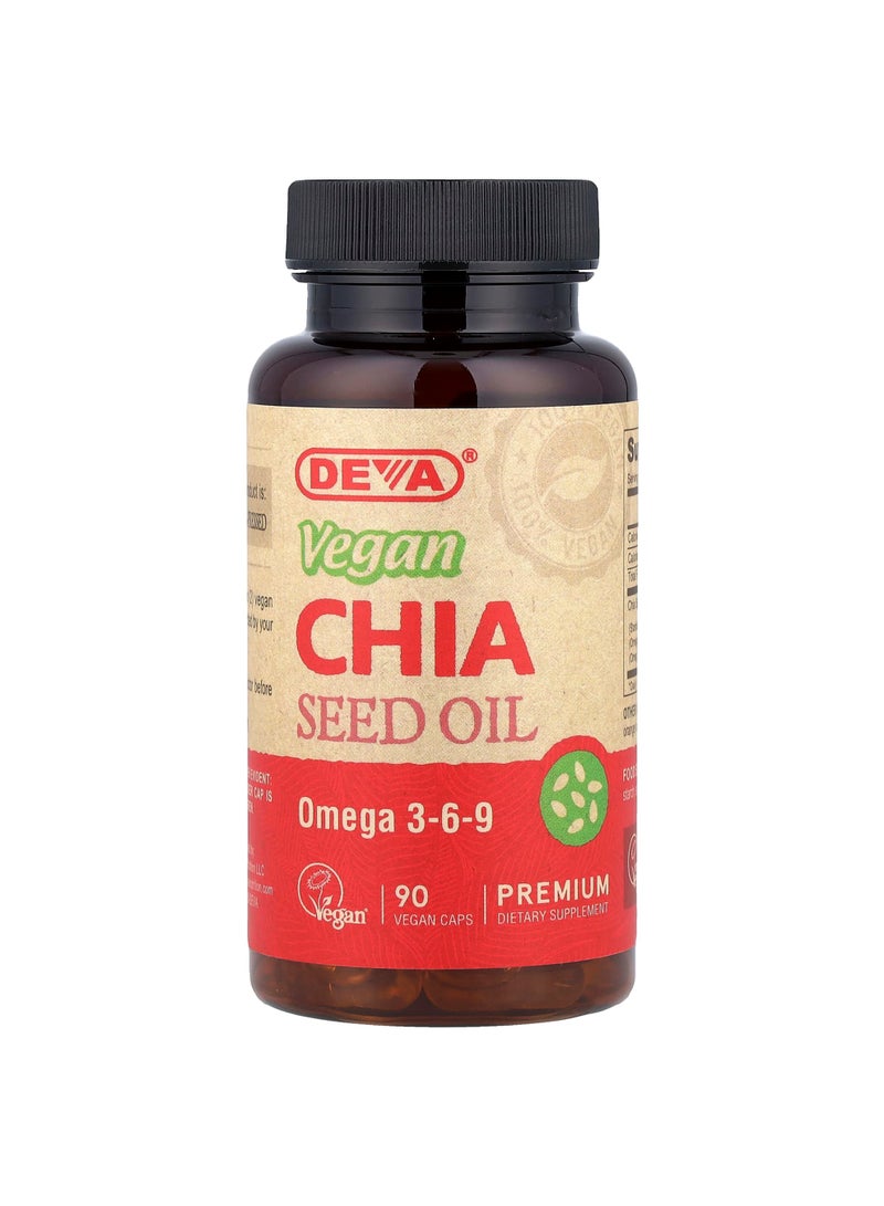 Deva Premium Vegan Chia Seed Oil, 90 Vegan Caps (500 mg per Capsule)