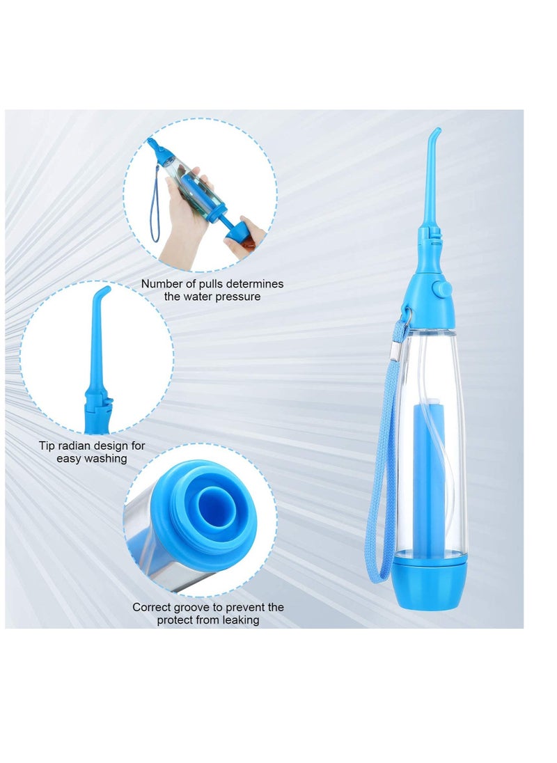 Generic - Water Dental Flosser, Pick Non Electric Portable Affordable Oral Irrigator, Cordless Manual Air Pressure, for Teeth Oral Irrigator Water Teeth Cleaner, Simple Operation for Home and Travel (Blue) - Image 1