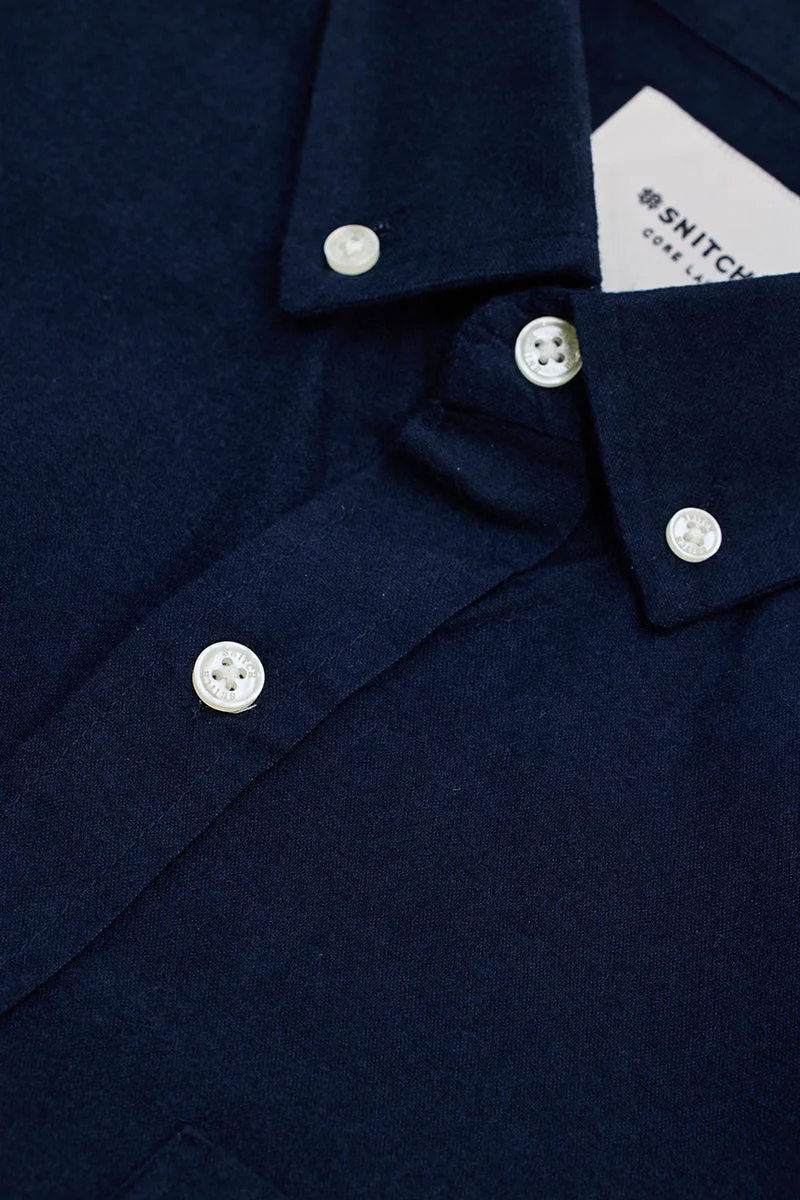 SNITCH Core Lab Dark Navy Button Down Slim Fit Shirt