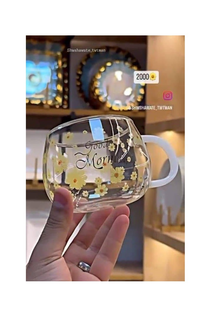 Good Morning Heat Resistant Tea,Coffee and Cold Drinks Glass Mug High Borosilicate Glass - Image 1