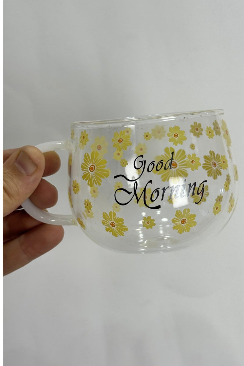 Good Morning Heat Resistant Tea,Coffee and Cold Drinks Glass Mug High Borosilicate Glass - Image 4