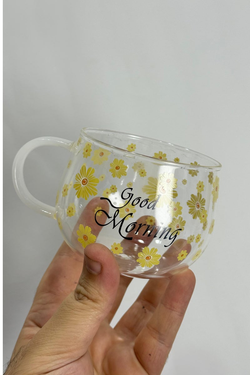 Good Morning Heat Resistant Tea,Coffee and Cold Drinks Glass Mug High Borosilicate Glass - Image 3