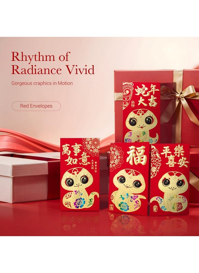 ThxToms 36Pcs Red Envelopes Chinese New Year,Red Chinese Envelopes For Money 2025 Snake Lunar New Year,6 Designs, Gold Purple Snake, L  - Image 2