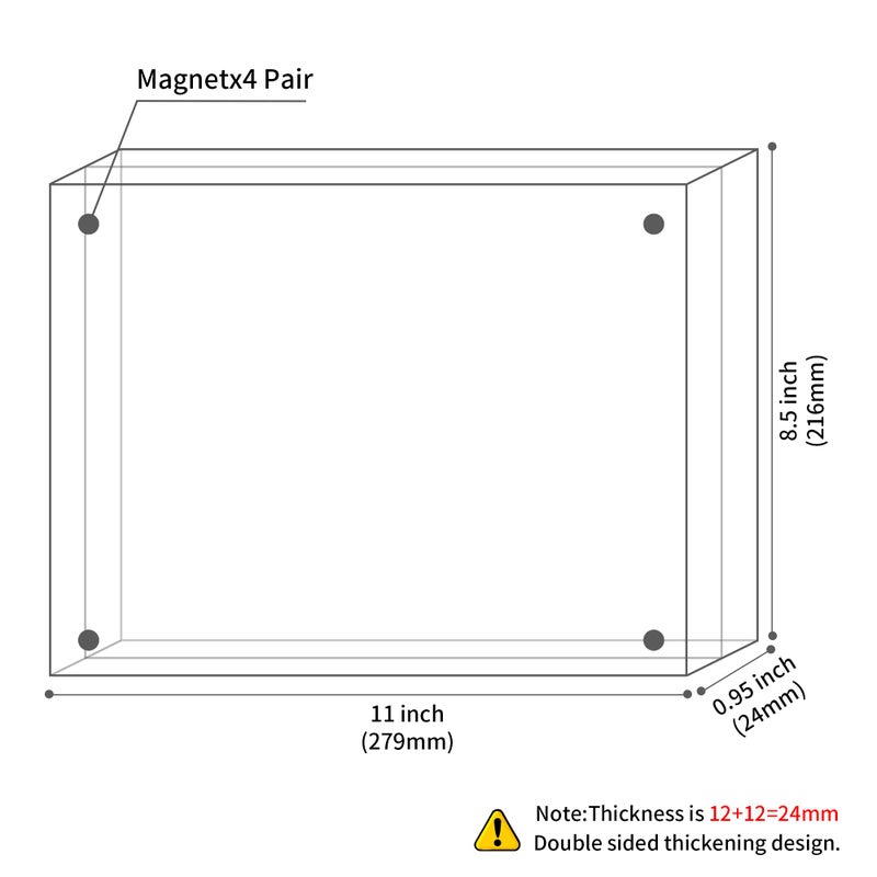 sezanrpt إطارات صورة أكريليك 8.5x11 بوصة perspex إطار صورة لالتقاط صور الزفاف إطار شهادة قائما بذاته 12 مم + 12 ملم - Image 2