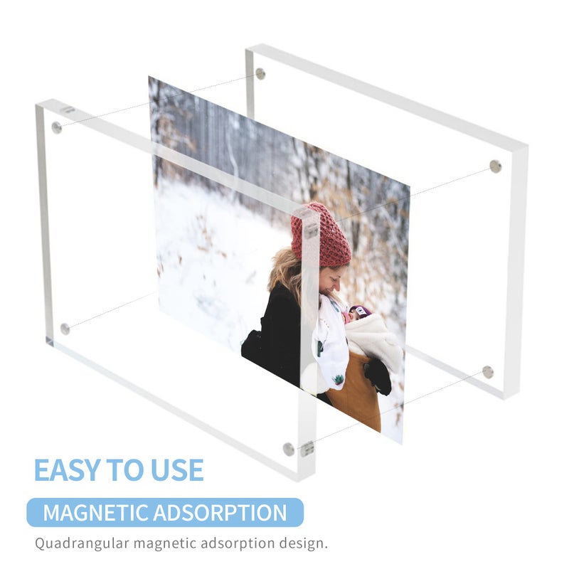 sezanrpt إطارات صورة أكريليك 8.5x11 بوصة perspex إطار صورة لالتقاط صور الزفاف إطار شهادة قائما بذاته 12 مم + 12 ملم - Image 3