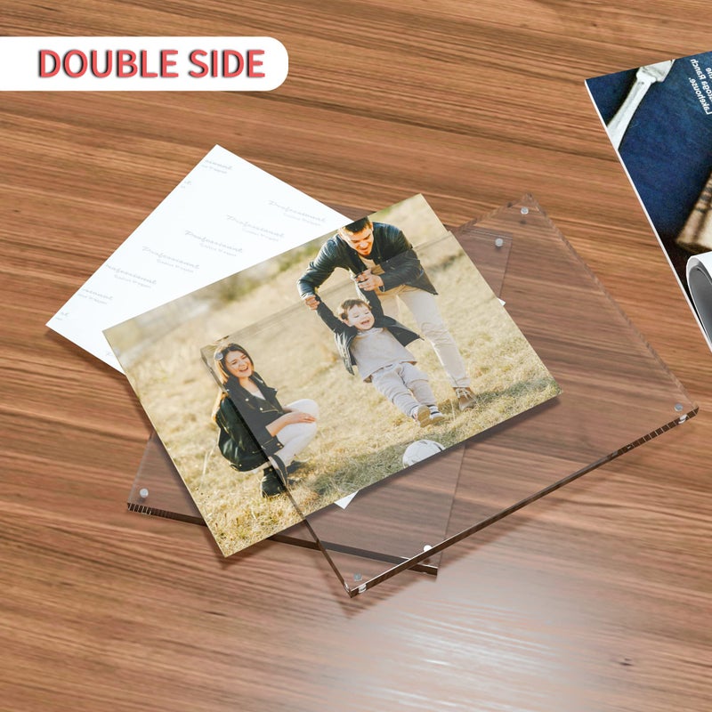 sezanrpt إطارات صورة أكريليك 8.5x11 بوصة perspex إطار صورة لالتقاط صور الزفاف إطار شهادة قائما بذاته 12 مم + 12 ملم - Image 4