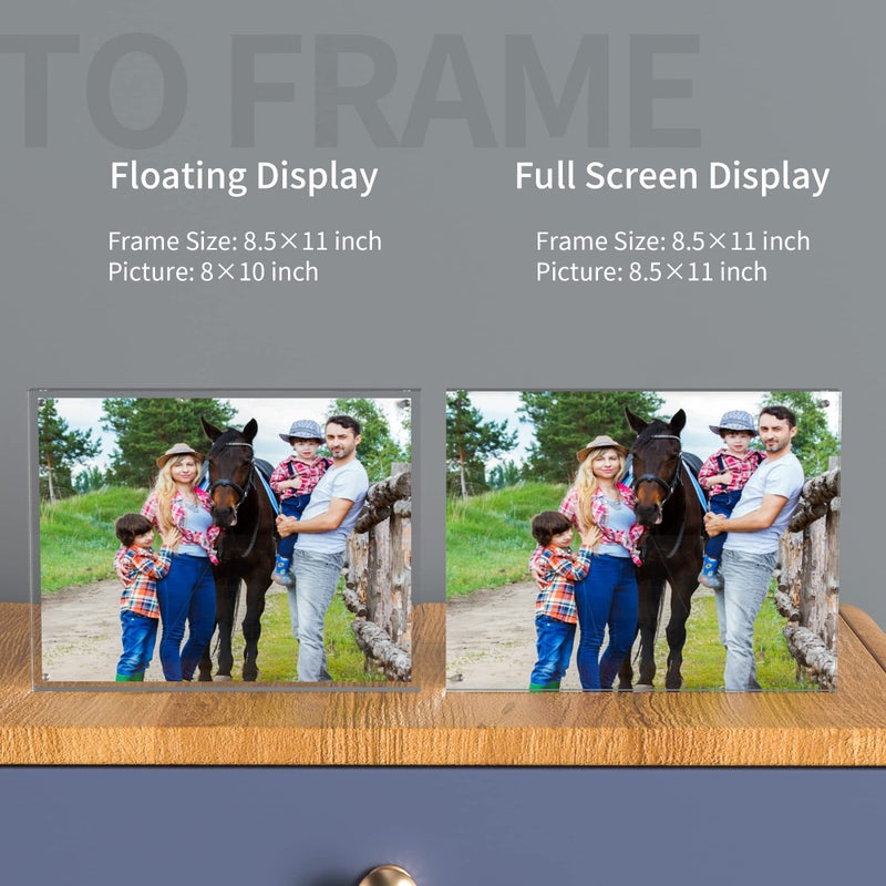sezanrpt إطارات صورة أكريليك 8.5x11 بوصة perspex إطار صورة لالتقاط صور الزفاف إطار شهادة قائما بذاته 12 مم + 12 ملم - Image 5