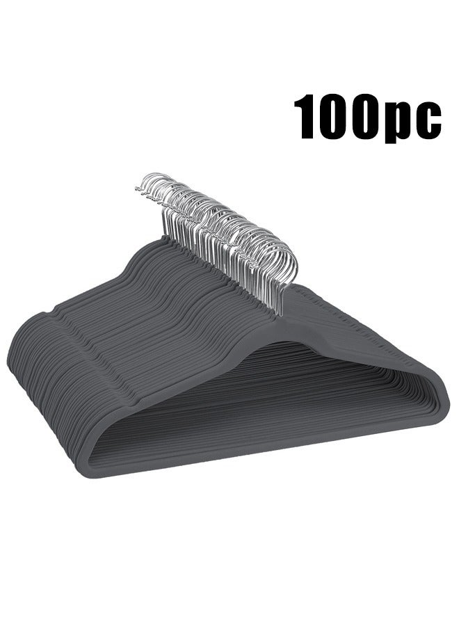 BLOOMING TIME 1 Set Of 100 Velvet Hangers Can Be Rotated 360 To Save Space Gray - Image 1