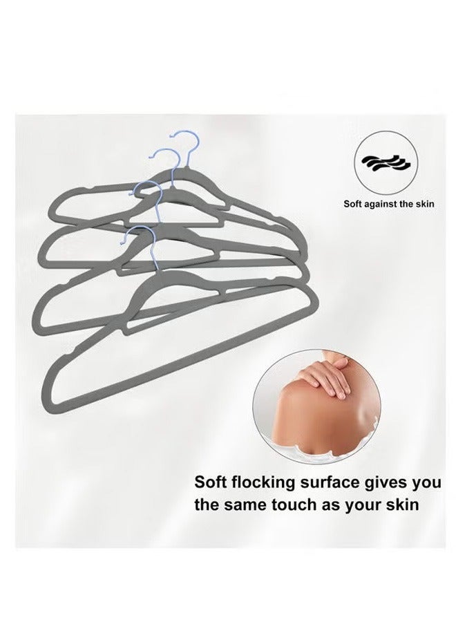 BLOOMING TIME 1 Set Of 100 Velvet Hangers Can Be Rotated 360 To Save Space Gray - Image 4