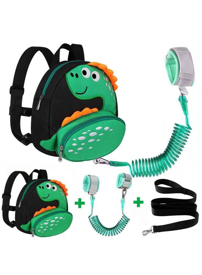 accmor Toddler Backpack Harness With Safety Leash Cute Dinosaur Harnesses With Kids Anti Lost Wrist Link Mini Child Schoolbag With Wristband Tether Strap And Protection Leashes For Baby Boys (Black)  - Image 1