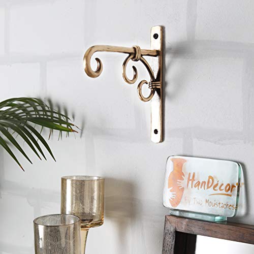Two Moustaches Brass Wall Lantern Diya Hanger, Planter Hangers, Lanterns Wind Chimes Hanging Baskets Ornaments, Diya Hanger Brass, Pack of 1(6.5 x 1 x 7 Inches, Brown) - Image 1