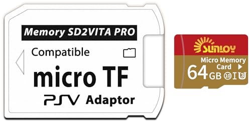 Sunloy SD2Vita 6.0 PS Vita Memory Card Adapter with 64GB Micro SD Card, High Speed microSDHC UHS-I Flash Memory Card with PSV Micro SD Card Adapter for PSV 1000/2000 PSTV FW 3.60 HENkaku Enso System - Image 2
