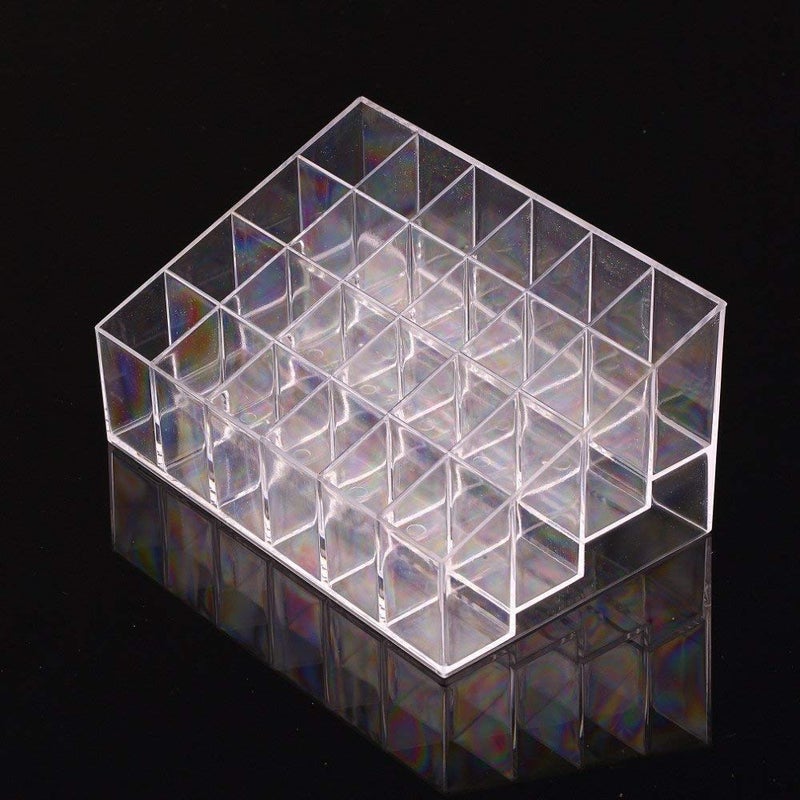 FOSCADIT Acrylic Multi Purpose Lipstick Cosmetics Stand Display Holder 24 Section Makeup Holder Home Storage Box Lipstick Holder Case Tools, Multi-Coloured - Image 1